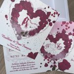 N°26 – Romantique Faire-part or rouge bordeaux rose coeur rouge romantique