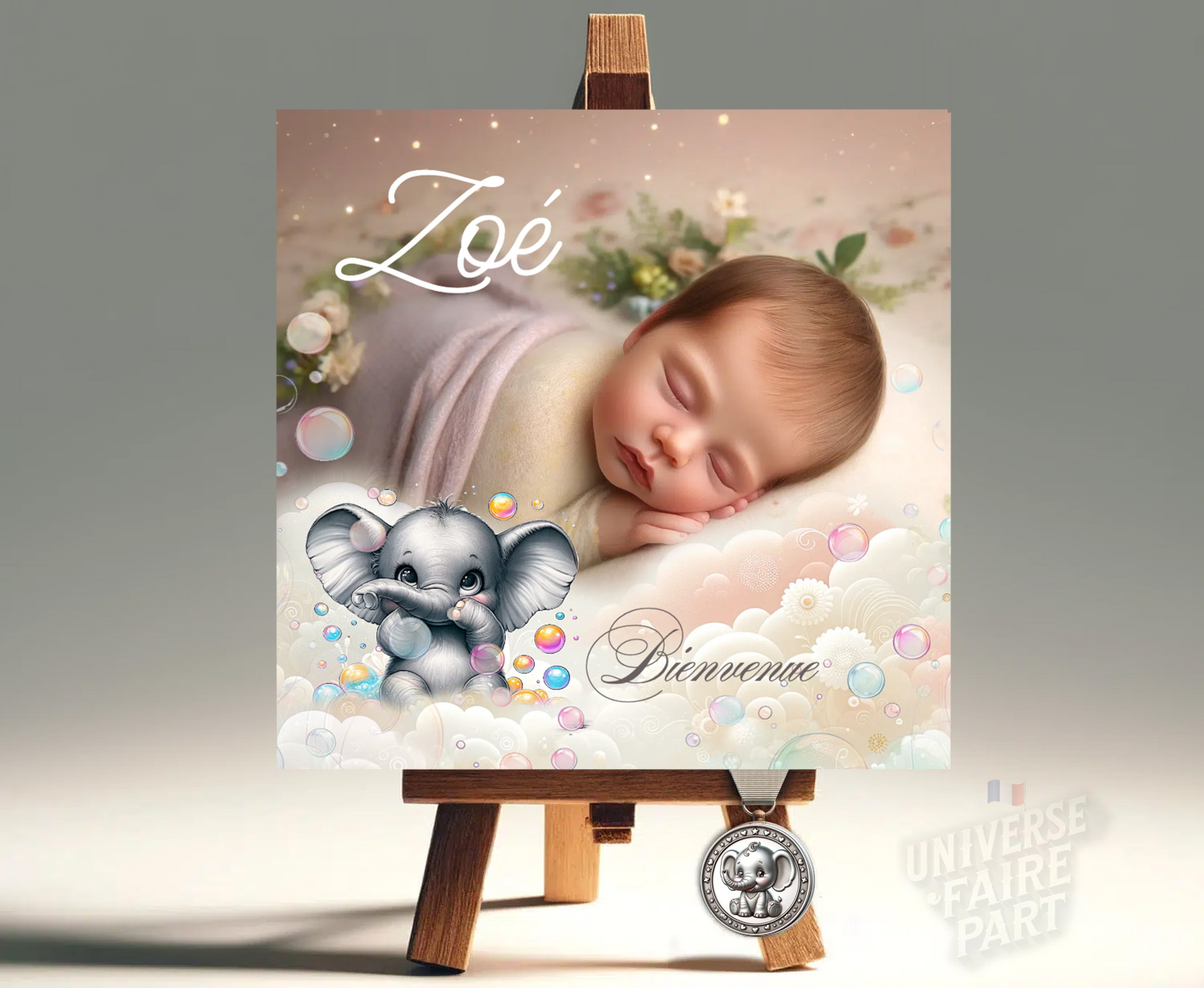 Faire-Part de Naissance Fille Baby Dumbo : Une Annonce Tendre et Enchantée